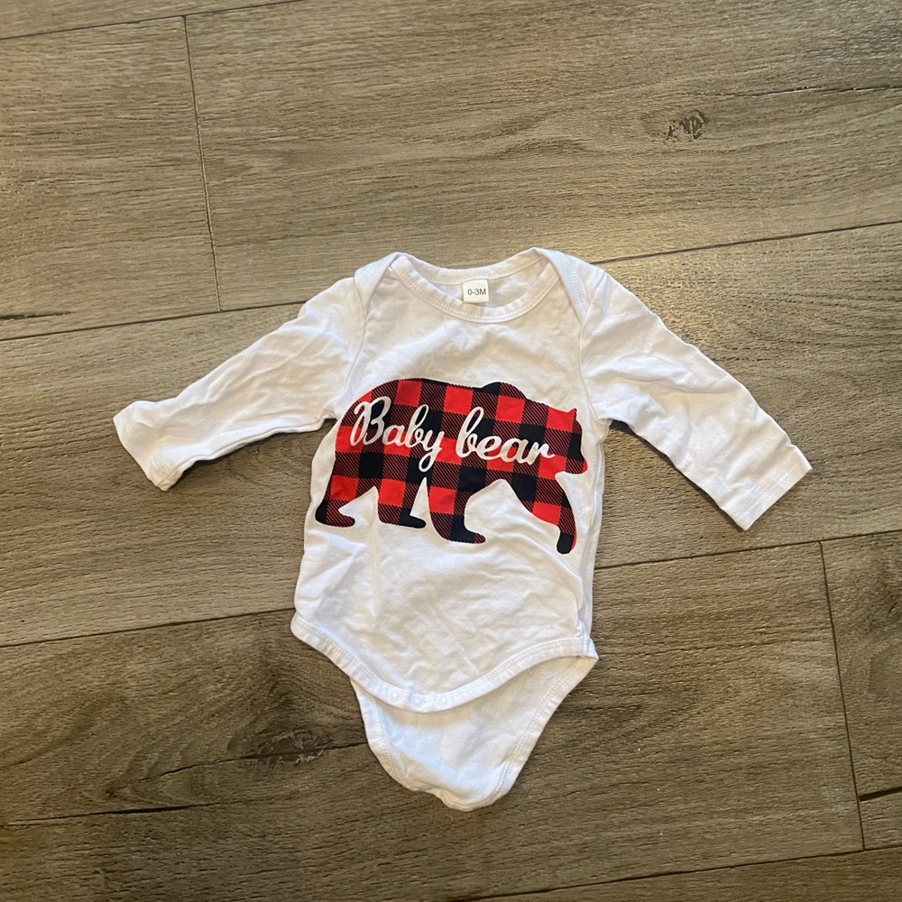 Baby Bear White and Red Plaid Kids One Piece